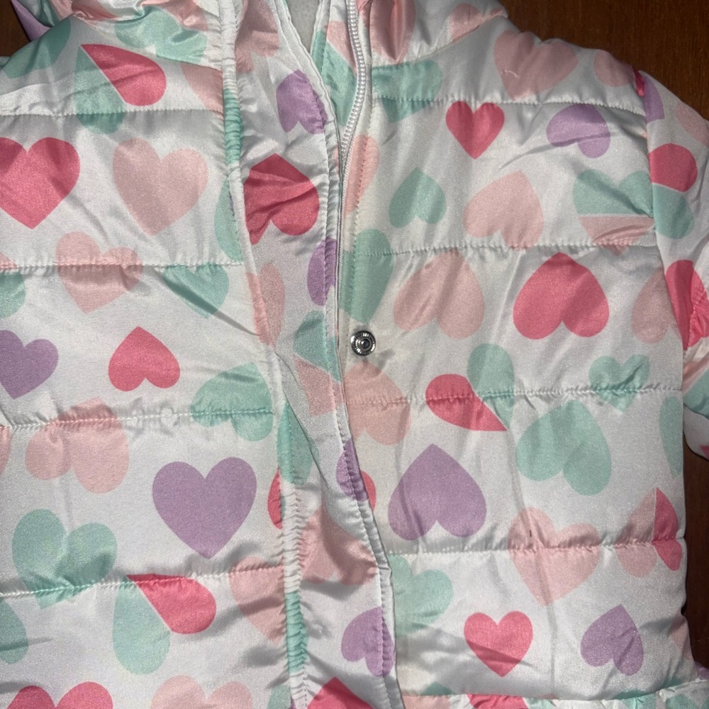 Kids|4T Puffer Jacket Heart Patterned - Picture 4 of 7